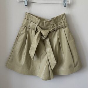 Zara Faux Leather Shorts in Sage Green, Size S